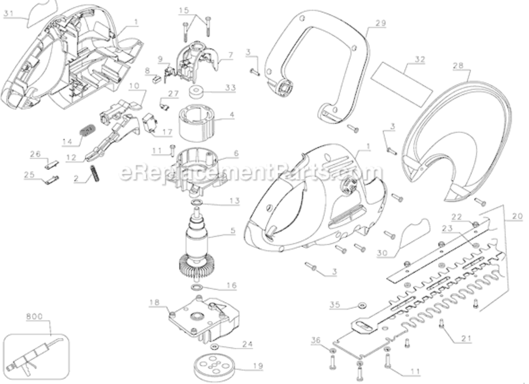Page A Diagram and Parts List for TR1800  Black and Decker Hedge Trimmer